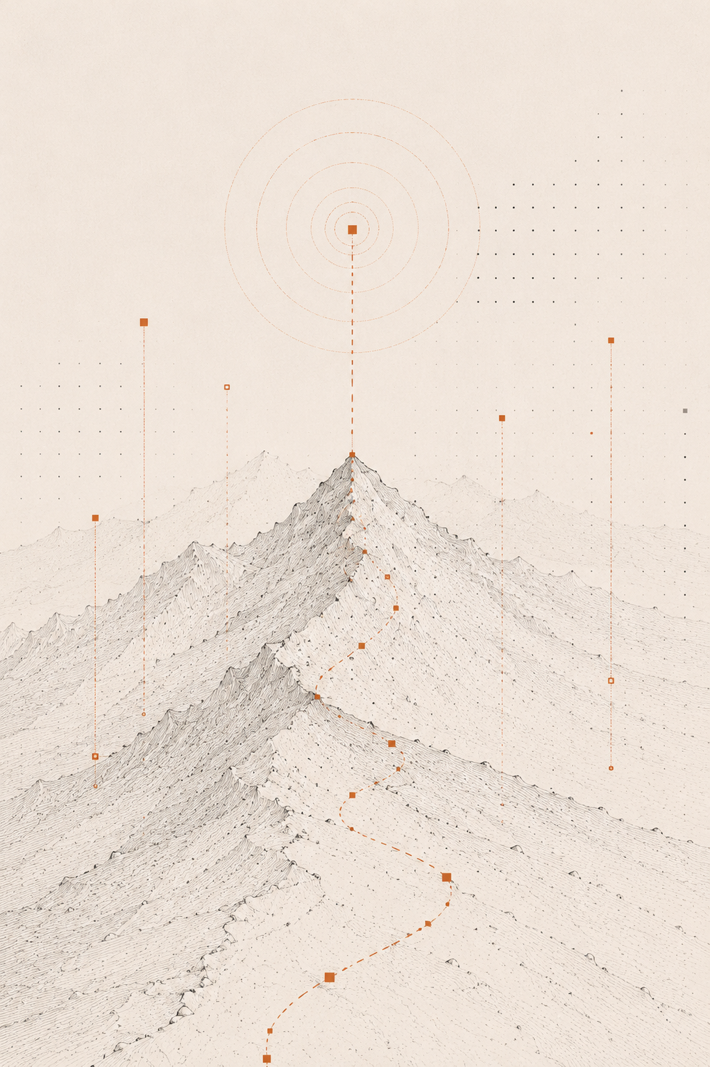 Illustrated mountain path representing the academy curriculum